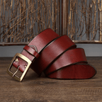 Red men's belt, side view