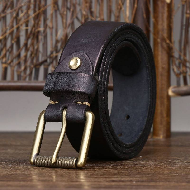 Black men's belt, coiled view