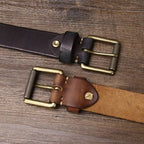 Brown men's belt, side view