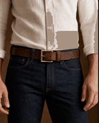 Brown men's belt, leather grain