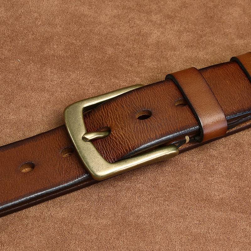 Brown men's belt, model shot