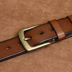 Brown men's belt, model shot
