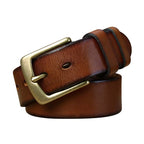 Brown men's belt, side view
