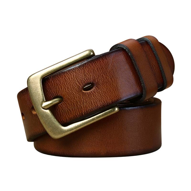 Brown men's belt, side view