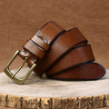 Brown men's belt, flat lay