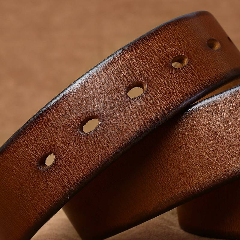 Brown men's belt, texture detail