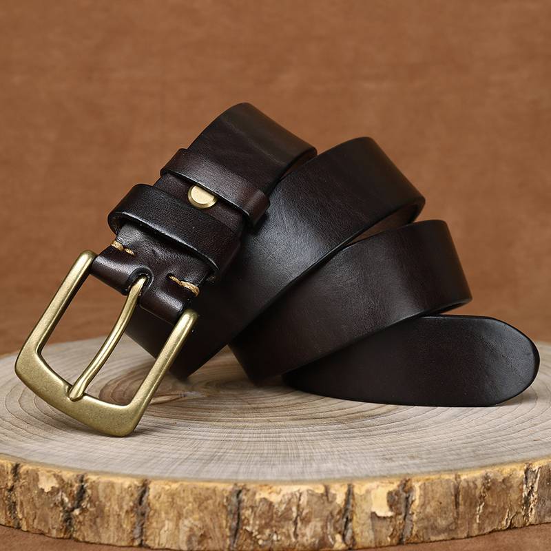 Dark brown men's heavy duty belt