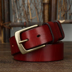 Red men's belt, side view