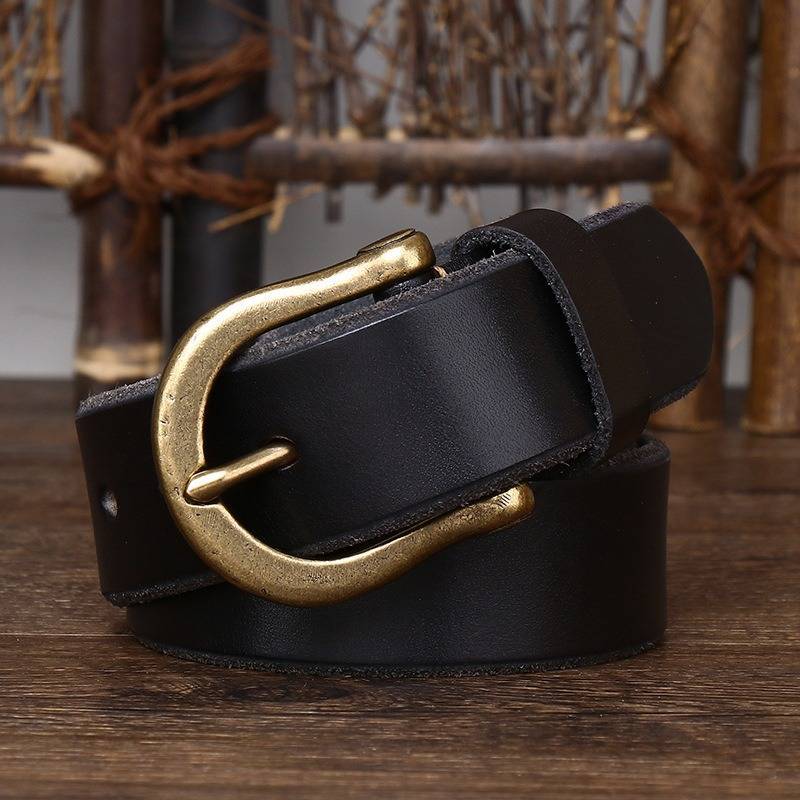 Black men's belt, smooth finish