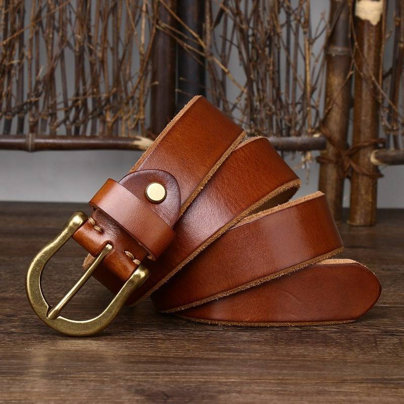 Brown men's belt, full length