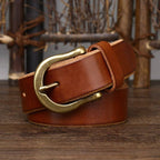 Brown men's belt, coiled view