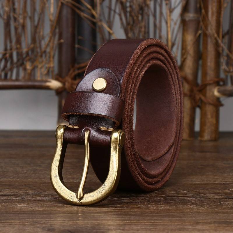 Dark brown men's smooth heavy belt