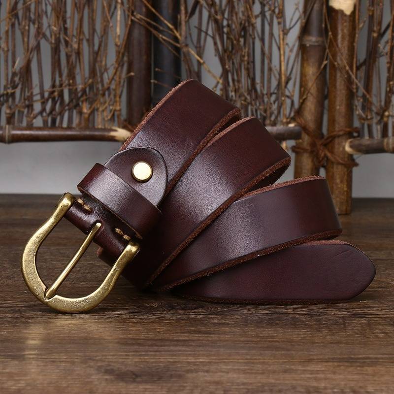 Dark brown men's belt, smooth finish