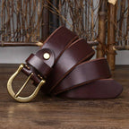 Dark brown men's belt, smooth finish