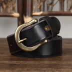 Black men's leather belt detail view 2