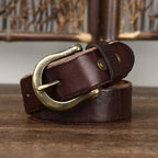 Dark brown men's leather belt detail view 3