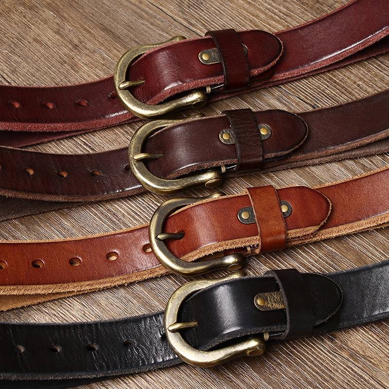 Dark brown men's leather belt detail view 5