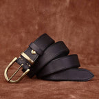 Black men's belt, leather grain