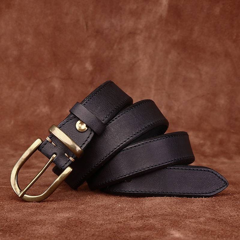 Black men's belt, leather grain