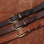 Brown men's belt, leather grain