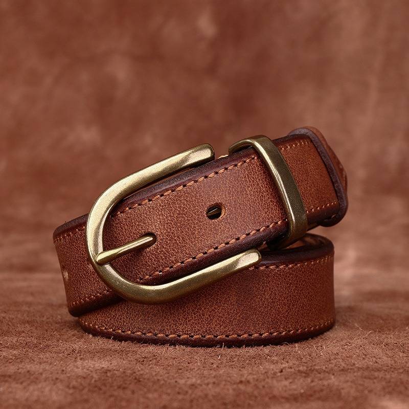 Brown men's belt, side view