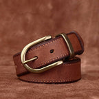 Brown men's belt, side view