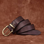 Dark brown men's belt, lychee texture