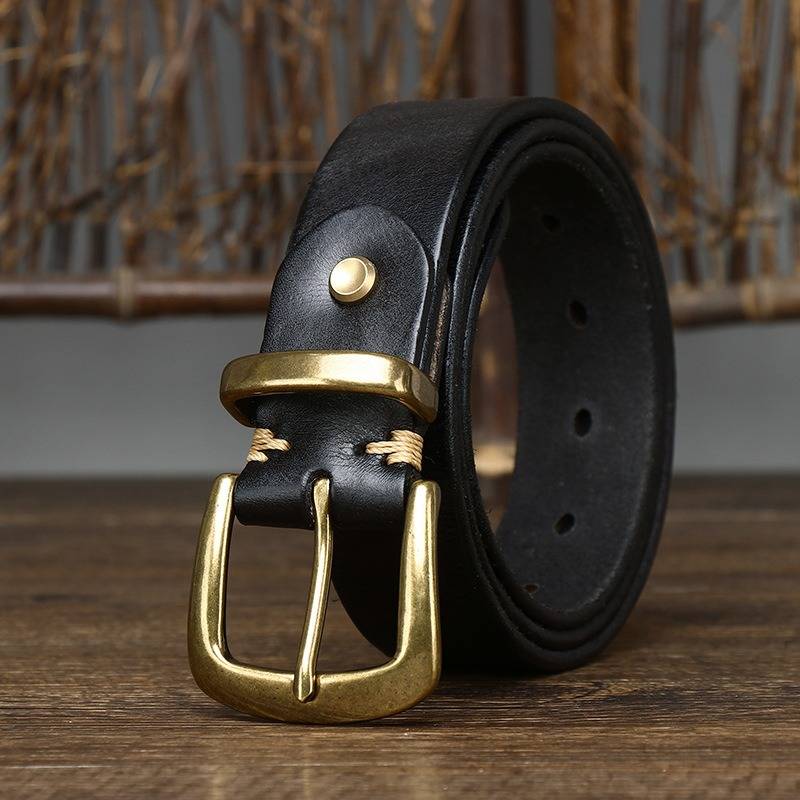 Black men's belt, matte texture