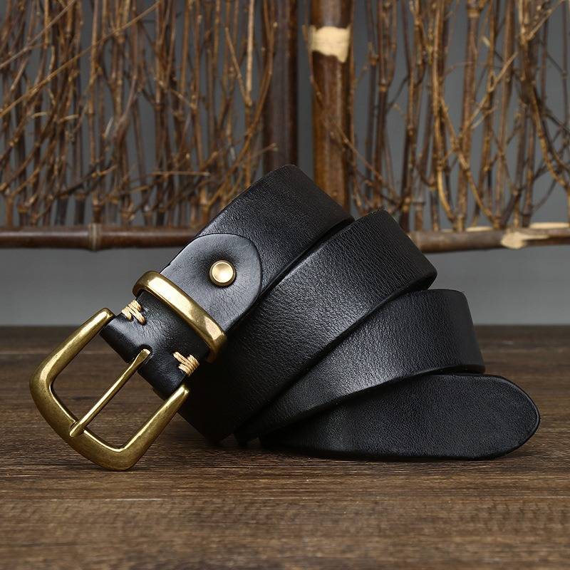 Black men's belt, full length