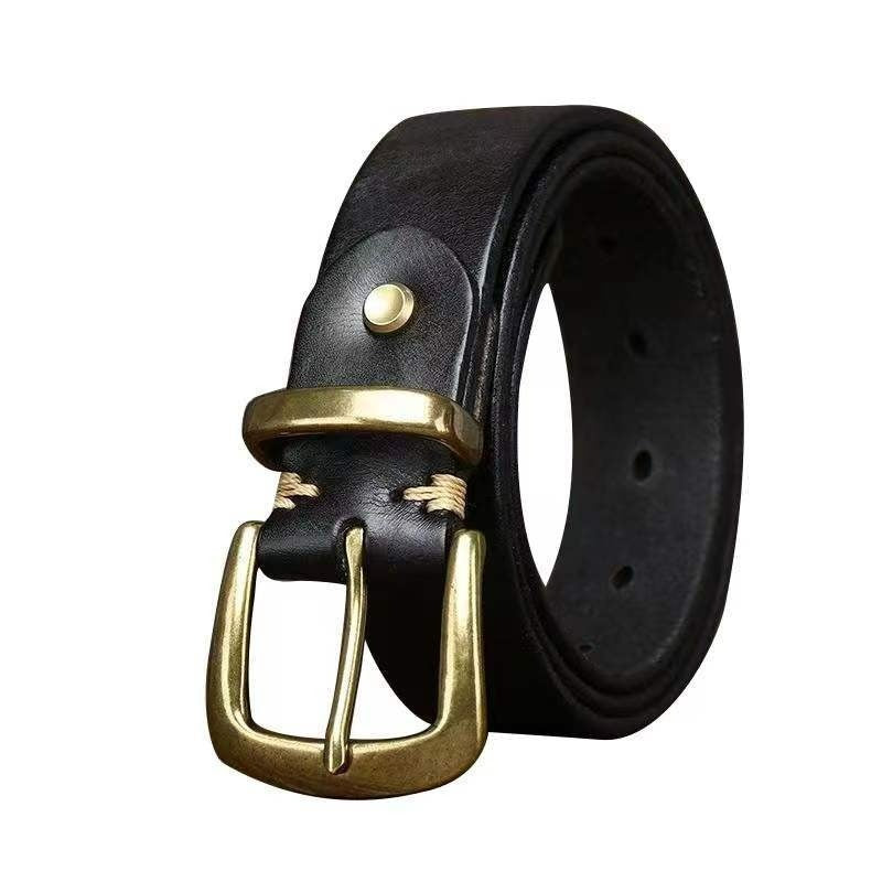 Black men's matte jeans belt