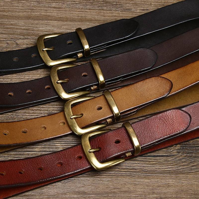 Brown men's belt, matte texture
