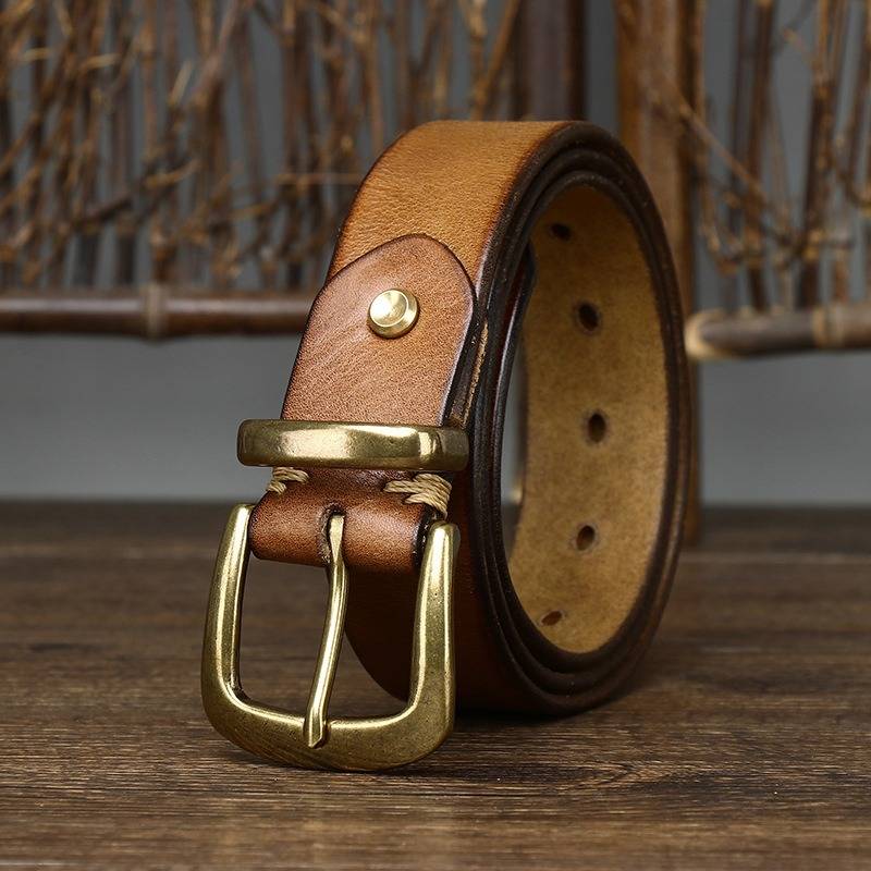 Brown men's belt, full length