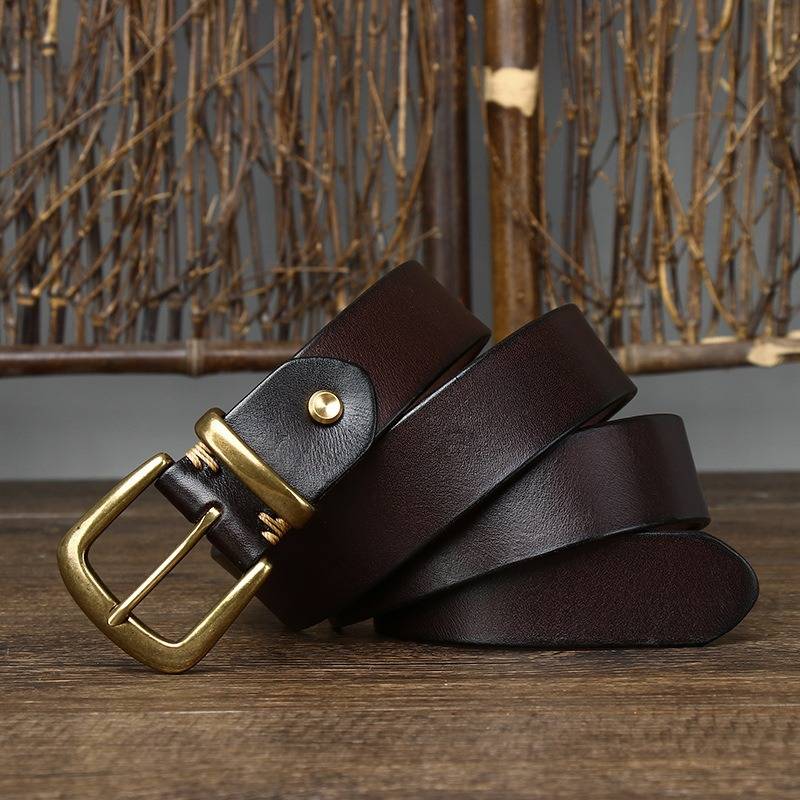 Dark brown men's belt, matte texture