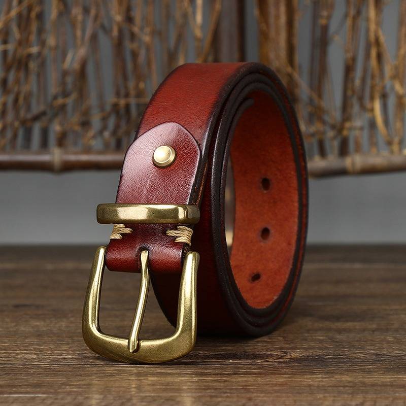 Red men's matte jeans belt