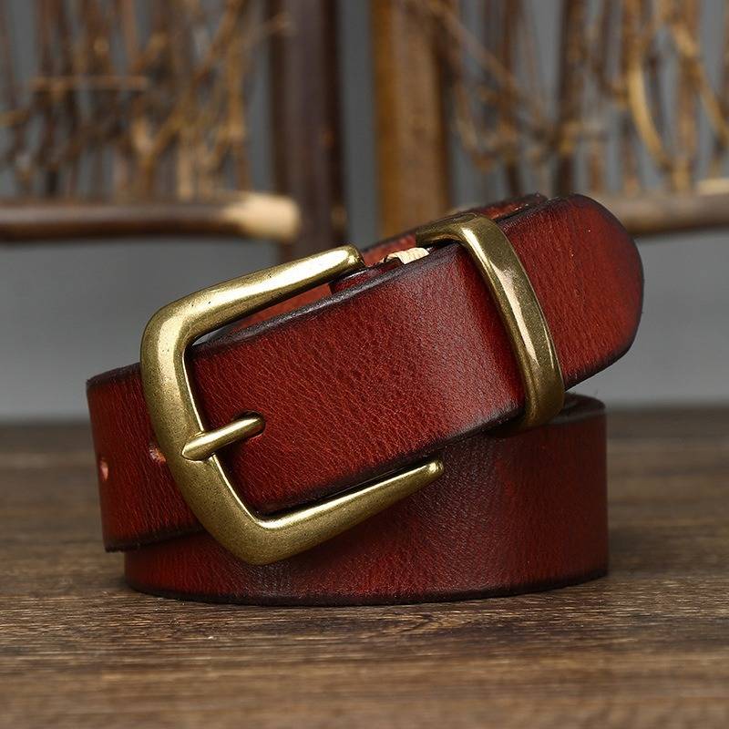 Red men's belt, matte texture