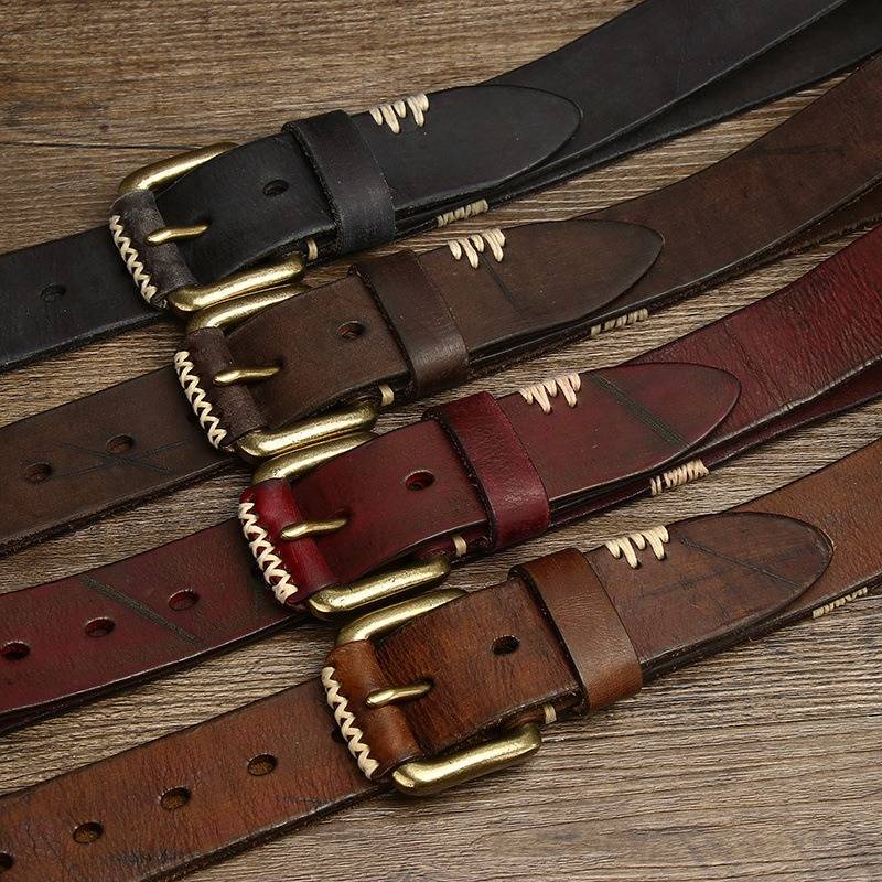 Brown men's belt, matte texture