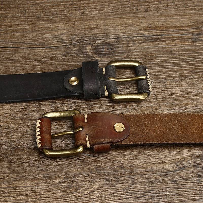 Brown men's belt, full length