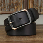 Black men's alloy buckle belt