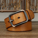 Brown men's alloy buckle belt
