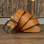 Brown men's belt, side view