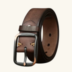 Dark brown men's alloy buckle belt