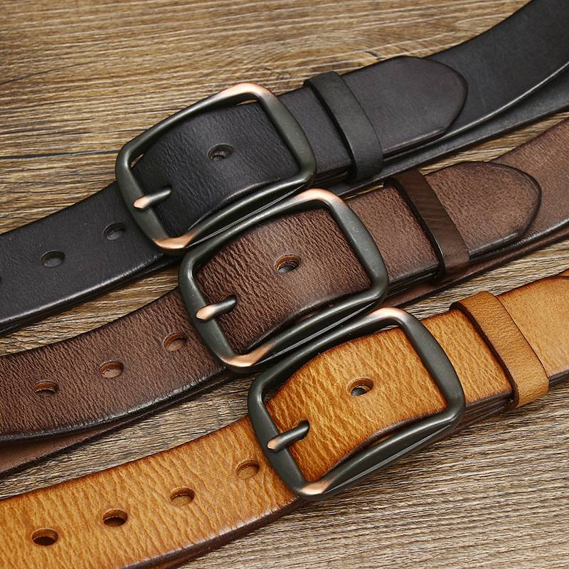 Dark brown men's belt, full length