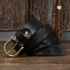 Black men's belt, pleated texture