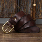 Dark brown men's belt, full length