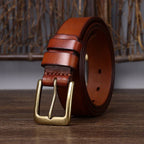 Brown men's belt, side view