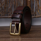 Dark brown men's belt, full length