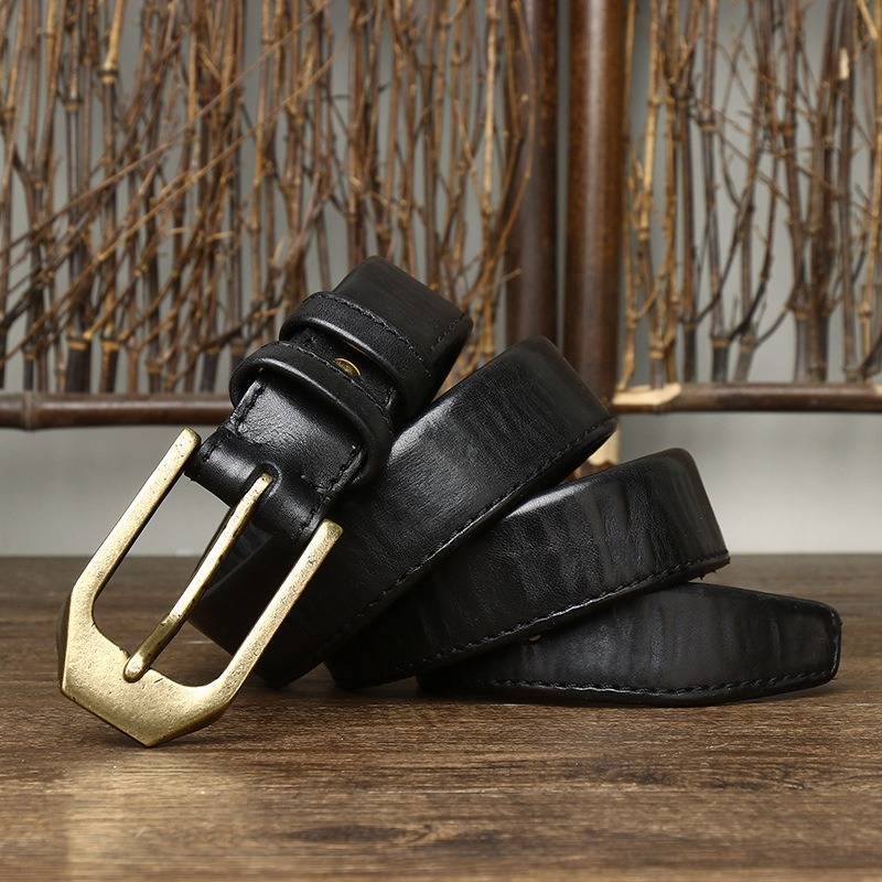 Black men's belt, reverse side