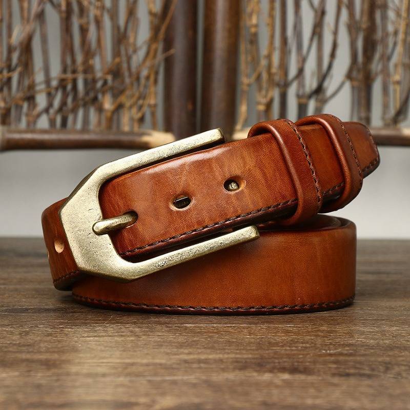 Brown men's belt, reverse side