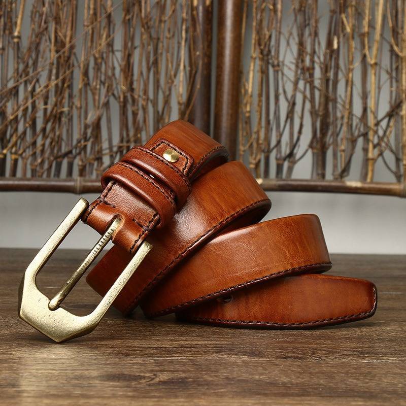 Brown men's belt, full length