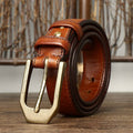Brown men's belt, coiled view